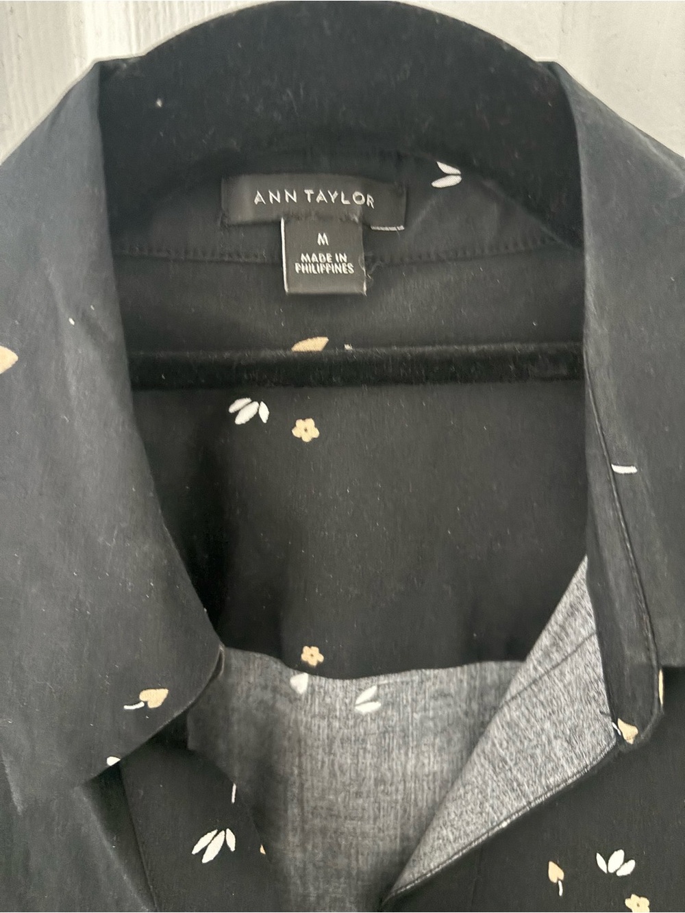 Ann Taylor Floral Button-Down Top in black - Picture 2 of 2
